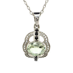 Серебряная подвеска 925 пробы 3,34 г с зеленым бразильским аметистом, шпинелью и топазами 3,2 карат