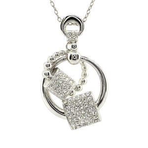 Подвеска в белом позолоте 750 пробы с кристаллами Подвеска в белом позолоте 750 пробы с кристаллами