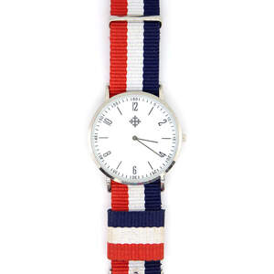 Годинник з білою позолотою 750 проби з нейлоновим ремінцем