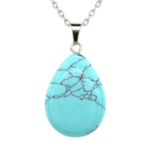 Підвіска 2,78г бірюза крапля  13,9 карат у покритті родієм