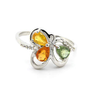 Срібна каблучка 925 проби 2,9 г з Імперіал сапфірами класу АААА та білими топазами з США 1,56 карат