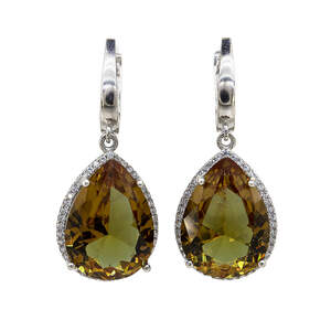 Срібні сережки 925 проби 8,65 г з турецькими султанітами класу АААА та цирконами 21,4 карат