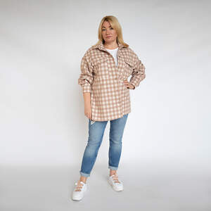 Сорочка в клітинку кольору капучіно Сорочка в клітинку кольору капучіно