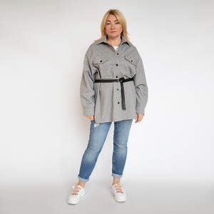 Сорочка з поясом сірого кольору Сорочка з поясом сірого кольору