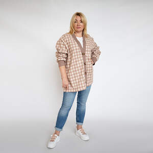 Кардіган в клітинку кольору капучіно Кардіган в клітинку кольору капучіно