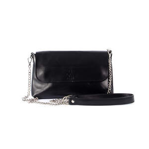 Клатч Roberto Rietti из натуральной кожи черного цвета с металлическим цепочкой