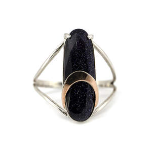 Серебряное кольцо 925 пробы с золотом 375 пробы 2,89 г с авантюрином 4,51 к