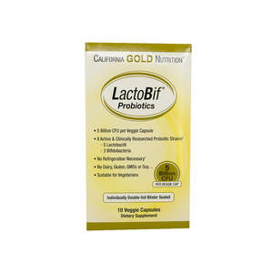 Пробиотики LactoBif, 5 млрд КОЕ, 10 капсул, California Gold Nutrion Пробиотики LactoBif, 5 млрд КОЕ, 10 капсул, California Gold Nutrion