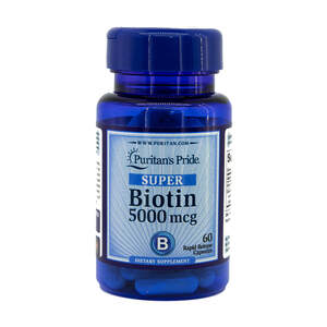Біотин. Super Biotin. Puritan's Pride. 5000 мкг. 60 капсул