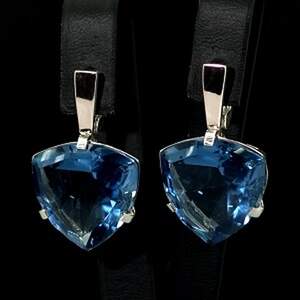 Серебряные серьги 925 пробы с золотом 375 пробы 12,93 г Топазами Лондон Блу 14,33 карат Серебряные серьги 925 пробы с золотом 375 пробы 12,93 г Топазами Лондон Блу 14,33 карат