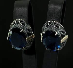 Срібні сережки 925 проби з золотом 375 проби 10,31 г з синіми Альпінітами 16,44 к