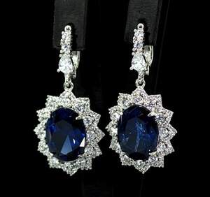 Срібні сережки 925 проби 15,52 г з Лінде Танзанітами та цирконами 14,5 карат
