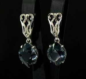 Срібні сережки 925 проби з золотом 375 проби 10,12 г з Лінде Олексндритами 14 карат Срібні сережки 925 проби з золотом 375 проби 10,12 г з Лінде Олексндритами 14 карат