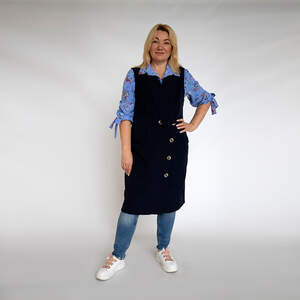 Двійка-блуза блакитна у квітковий принт та сарафан синій