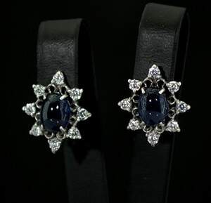 Серебряные серьги 925 пробы 5,27 г со шри-ланкийскими Сапфірами класса АААА та фианитами 7,45 карат Серебряные серьги 925 пробы 5,27 г со шри-ланкийскими Сапфірами класса АААА та фианитами 7,45 карат