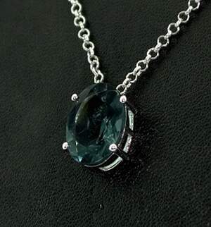 Срібне кольє 925 проби 5,94 г з Топазом Лондон Блу зі США 4,66 карат 50-53 см