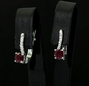 Срібні сережки 925 проби 3,49 г з рожевими кенійськими Рубінами класу АААА та цирконами 1,19 карат