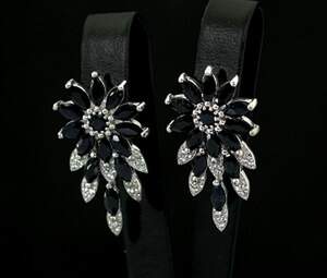 Срібні сережки 925 проби 10,2 г зі шрі-ланкійськими Сапфірами класу АААА та фіанітами 9,45 карат Срібні сережки 925 проби 10,2 г зі шрі-ланкійськими Сапфірами класу АААА та фіанітами 9,45 карат