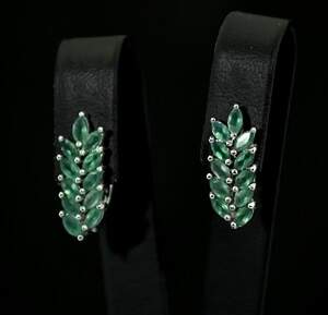 Срібні сережки 925 проби 3,82 г з зеленими Агатами та фіанітами 1,76 карат