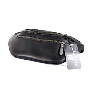 Поясна сумка Firetto з натуральної шкіри чорного кольору