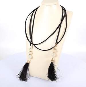 Пояс-чокер з китицями з еко-замші, 135 см