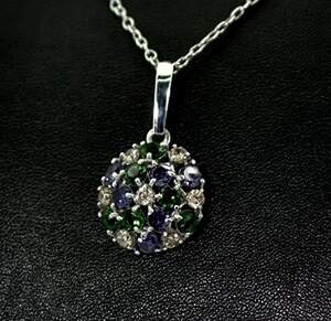 Срібна підвіска 925 проби 3,14 г з кольоровими цирконами 3,29 карат