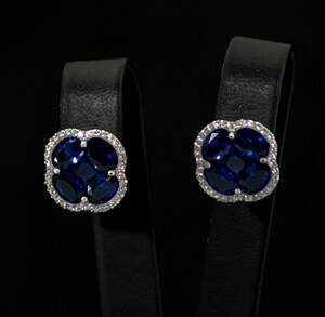 Срібні сережки 925 проби 4,4 г з синіми альпінітами та цирконами 3,65 карат