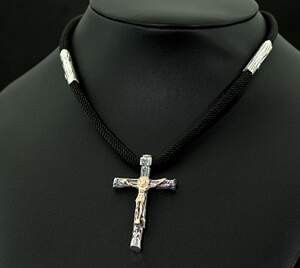 Кольє зі срібною підвіскою-хрестиком 925 проби 31,25 г, 60 см