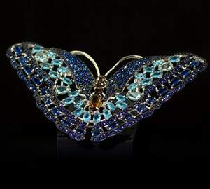 Срібне брошка 925 проби 23,05 г з синіми Альпінітами та цирконами 14,1 карат