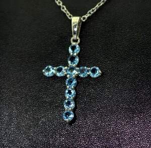 Срібна підвіска 925 проби 2,75 г з Топазами Лондон Блу зі США 3,35 карат