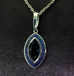 Срібна підвіска 925 проби 3,05 г з Топазом Лондон Блу зі США та цирконами 4,39 карат