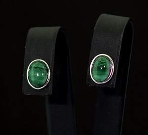 Серебряные серьги 925 пробы 1,45 г с Малахітами 2,8 карат