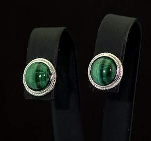 Серебряные серьги 925 пробы 2,76 г Малахітами 3,2 карат