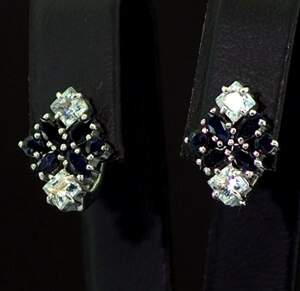 Серебряные серьги 925 пробы 3,48 г с Сапфірами класса АААА и аквамаринами 1,6 карат