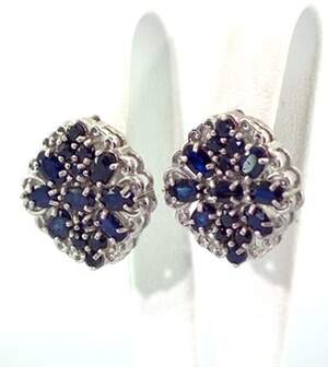 Срібні сережки 925 проби 8,19 г з шрі-ланкійськими Сапфірами 5,5 карат Срібні сережки 925 проби 8,19 г з шрі-ланкійськими Сапфірами 5,5 карат