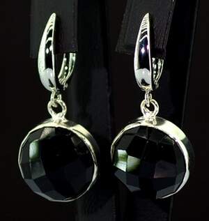 Сережки у срібному покритті з чорними Оніксами 10,07 г