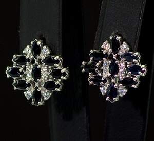 Срібні сережки 925 проби 4,18 г зі шрі-ланкійськими Сапфірами класу AAAA та фіанітами 3,54 карат Срібні сережки 925 проби 4,18 г зі шрі-ланкійськими Сапфірами класу AAAA та фіанітами 3,54 карат