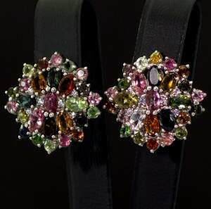 Срібні сережки 925 проби 10 г з бразильськими Турмалінами та фіанітами 9,25 карат Срібні сережки 925 проби 10 г з бразильськими Турмалінами та фіанітами 9,25 карат