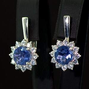 Срібні сережки 925 проби 8,3 г з Флюоритами Блу Джон та фіанітами 7,19 карат