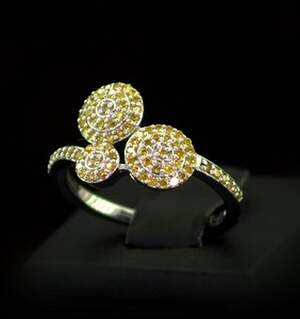 Срібна каблучка 925 проби 3 г з жовтими канадськими Діамантами VVS1 0,58 карат