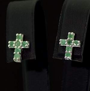 Срібні сережки 925 проби 1,34 г з бразильськими Смарагдами класу АААА 0,48 карат