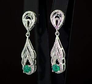 Срібні сережки 925 проби 6,18 г з зеленими ефіопськими Опалами класу АААА та топазами зі США 1,93 карат