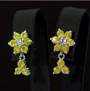 Срібні сережки 925 проби 3,58 г з норвезькими Сфенами класу АААА та топазами зі США 3 карат