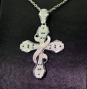 Срібна підвіска 925 проби 7,45 г з блакитними Діамантами Hope VVS1 0,02 карат