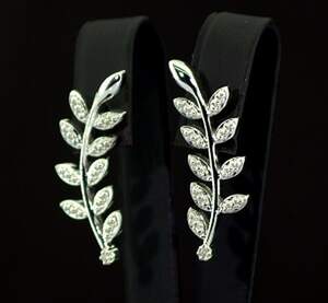 Срібні сережки 925 проби 6,65 г з білими африканськими Діамантами VVS1 0,02 карат