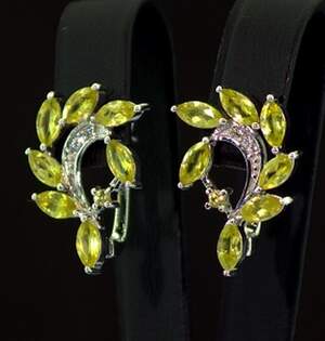 Срібні сережки 925 проби 6,03 г з норвезькими Сфенами класу АААА та топазами зі США 3,94 карат