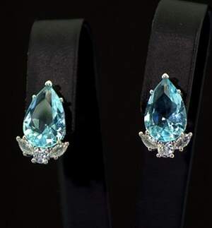 Сережки у срібному покритті зі швейцарськими Топазами та цирконами 5,44 карат Сережки у срібному покритті зі швейцарськими Топазами та цирконами 5,44 карат