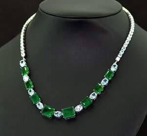 Кольє у срібному покритті з Турмалінами Хромдравітами 37,77 карат 42+5 см Кольє у срібному покритті з Турмалінами Хромдравітами 37,77 карат 42+5 см