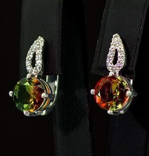 Срібні сережки 925 проби 4,21 г з Аметринами та фіанітами 7,4 карат
