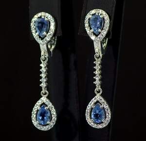 Срібні сережки 925 проби 5,23 г з Флюоритами Блу Джон та фіанітами 4,94 карат